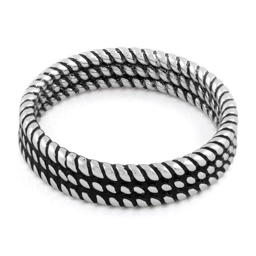 Sterling Silver Triple Rope Stackable Ring