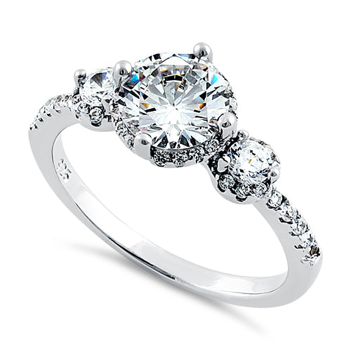 Sterling Silver Triple Round CZ Ring