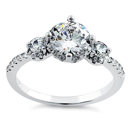 Sterling Silver Triple Round CZ Ring