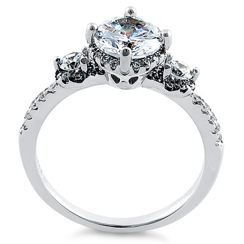 Sterling Silver Triple Round CZ Ring