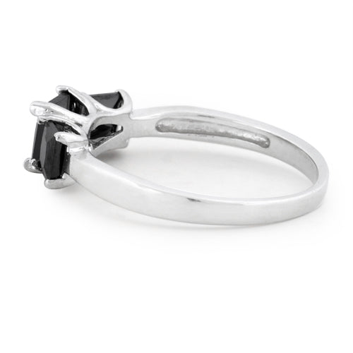 Sterling Silver Triple Square Black CZ Ring