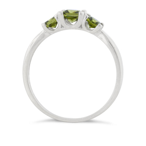 Sterling Silver Triple Square Peridot CZ Ring