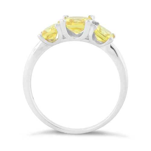 Sterling Silver Triple Square Yellow CZ Ring