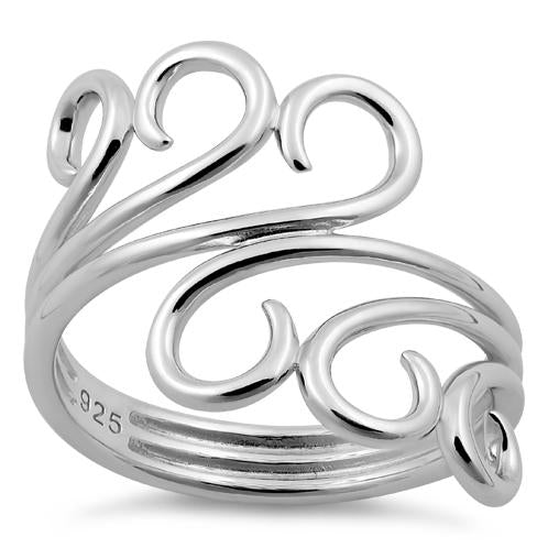 Sterling Silver Triple Twin Swirl Ring