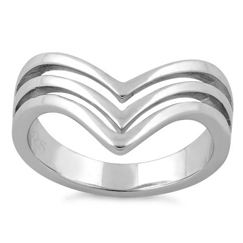 Sterling Silver Triple V Ring