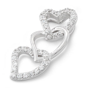 Sterling Silver Triple Heart CZ Pendant