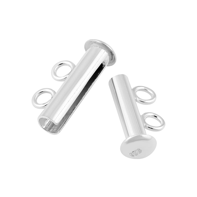 Sterling Silver Tube / Bar Clasp 16mm 2 Strand