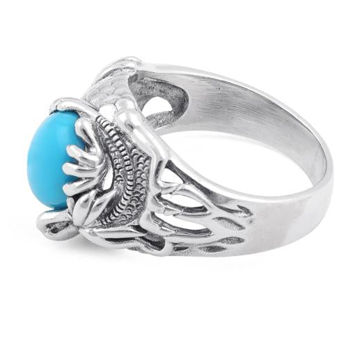 Sterling Silver Simulated Turquoise Dragon Ring
