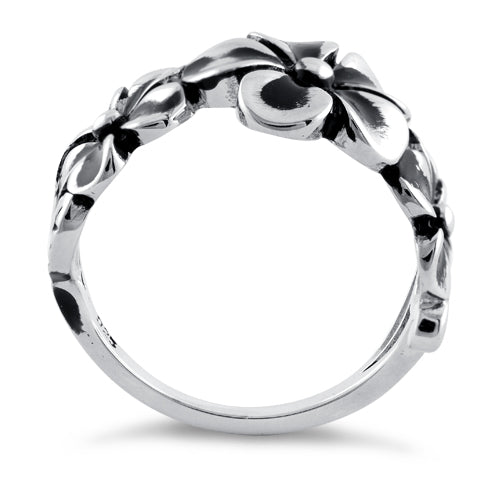 Sterling Silver Twilight Triple Plumeria Ring