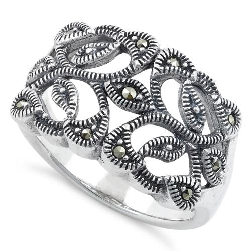 Sterling Silver Twin Butterflies Marcasite Ring