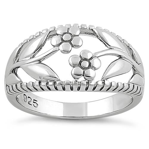 Sterling Silver Twin Flower Ring
