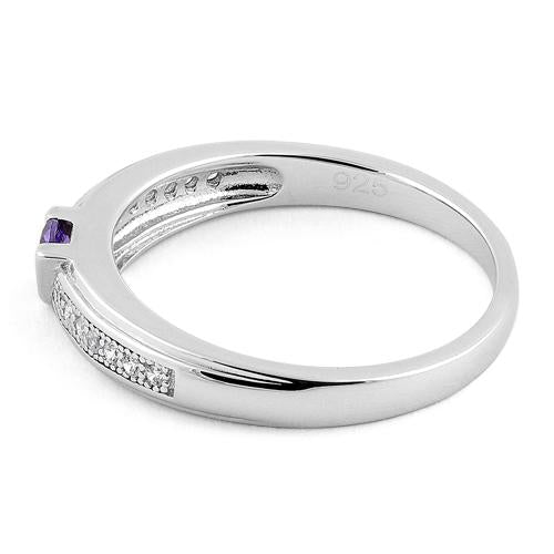 Sterling Silver Twins Amethyst CZ Ring