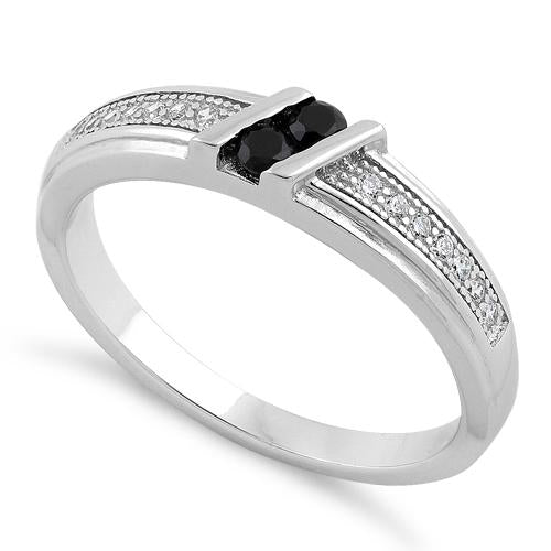 Sterling Silver Twins Black CZ Ring