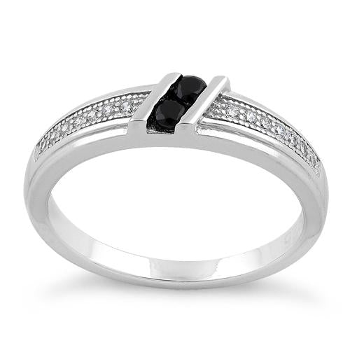 Sterling Silver Twins Black CZ Ring