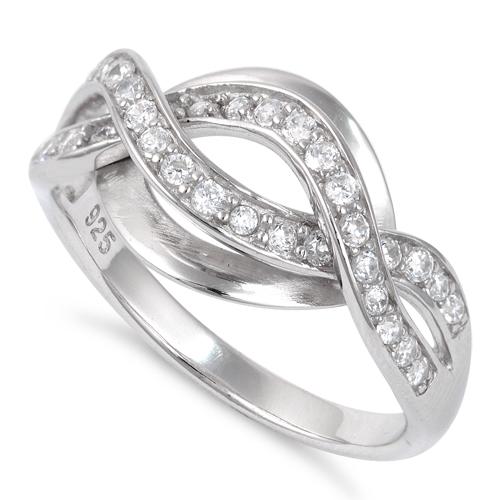 Sterling Silver Twist CZ Ring