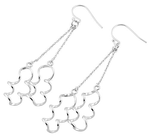 Sterling Silver Twisted Chain Dangle Hook Earrings