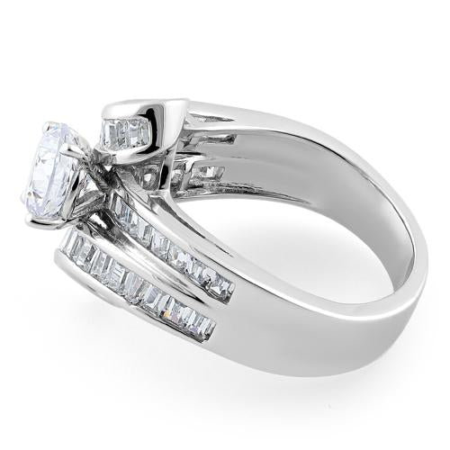 Sterling Silver Twisted Channel CZ Ring