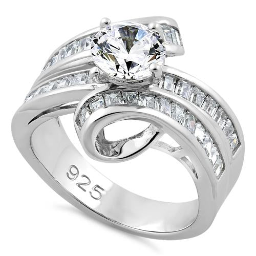 Sterling Silver Twisted Channel CZ Ring