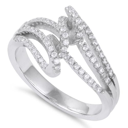 Sterling Silver Twisted CZ Ring