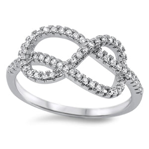 Sterling Silver Twisted Infinity CZ Ring