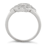 Sterling Silver Twisted Heart Pave CZ Ring
