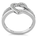 Sterling Silver Twisted Heart Shape CZ Ring