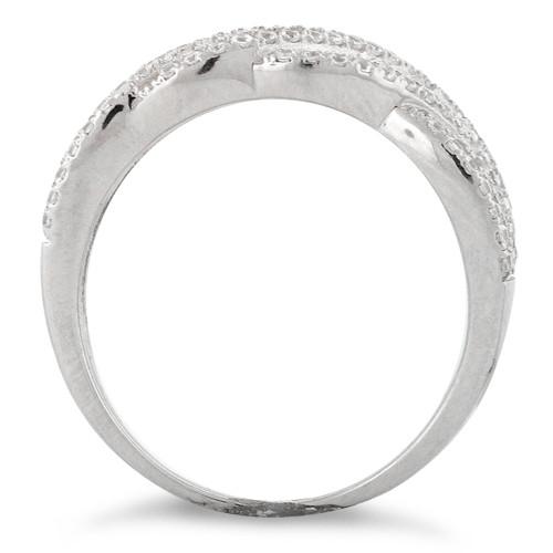 Sterling Silver Twisted Pave CZ Ring