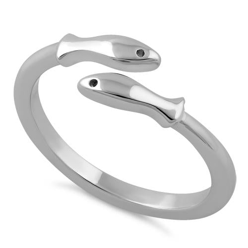 Sterling Silver Two Fish Ring