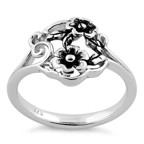 Sterling Silver Two Flower Ring