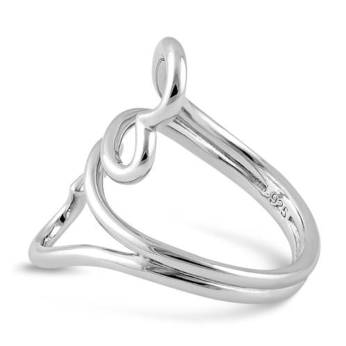 Sterling Silver Two Heart Wire Ring