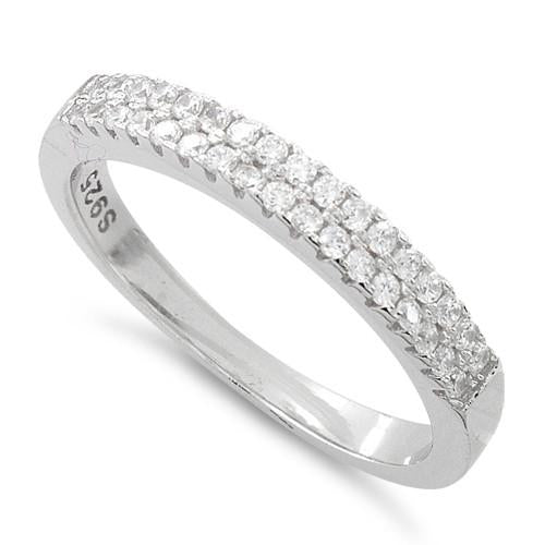 Sterling Silver Two Layer Pave CZ Ring