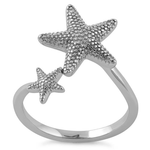 Sterling Silver Two Starfish Ring