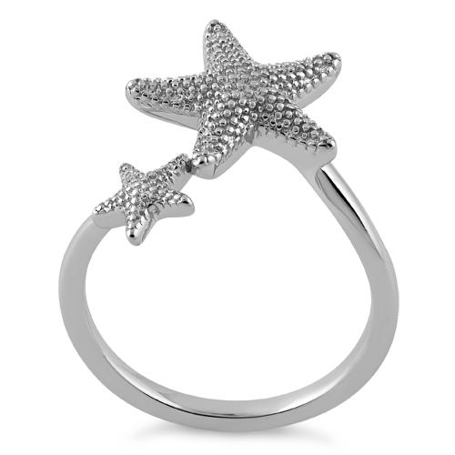 Sterling Silver Two Starfish Ring