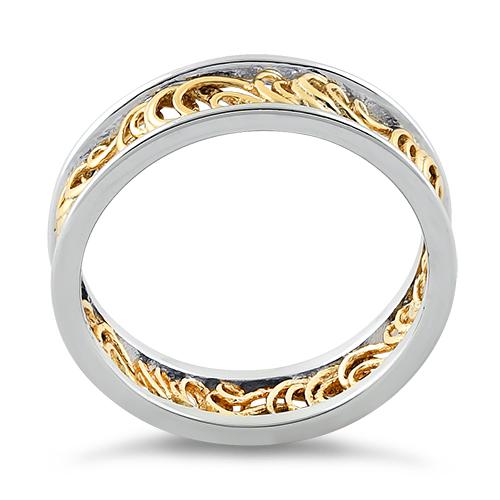 Sterling Silver Two Tone Gold Plated Curly Angel Strings Eternity Ring ...