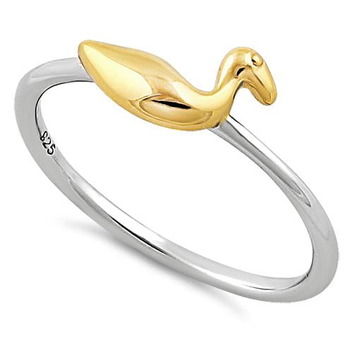 Sterling Silver Two Tone Gold Plated Duck Ring