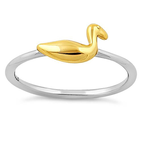 Sterling Silver Two Tone Gold Plated Duck Ring