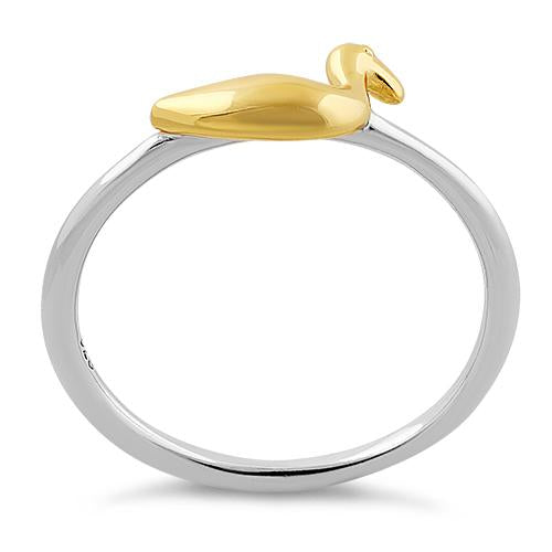 Sterling Silver Two Tone Gold Plated Duck Ring