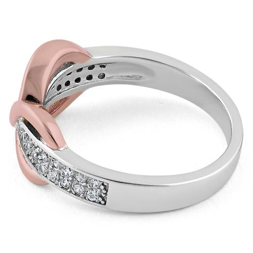 Sterling Silver Two-Tone Rose Gold Infinity Pave CZ Ring