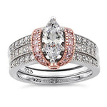 Sterling Silver Two-tone Marquise CZ Engagement Ring