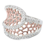 Sterling Silver Two-Tone Rose Gold Plated Freeform CZ Ring