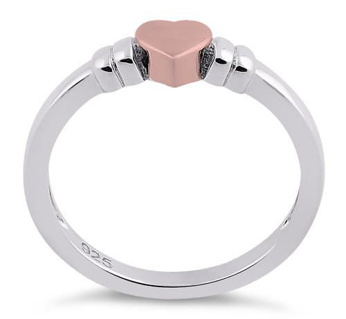 Sterling Silver Two-Tone Rose Gold Plated Heart Ring