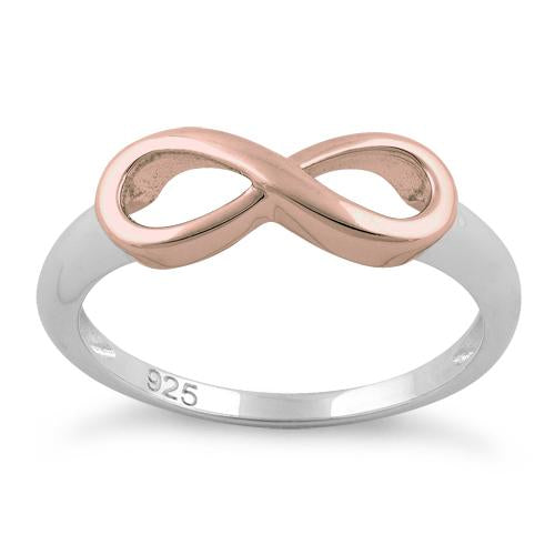 Sterling Silver Two Tone Rose Gold Plated Infinity Ring