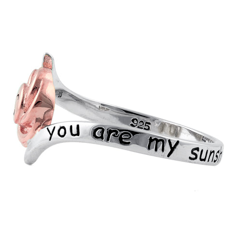 Sterling Silver Two Tone Rose Gold Plated "You are my sunshine, my only sunshine" Ring