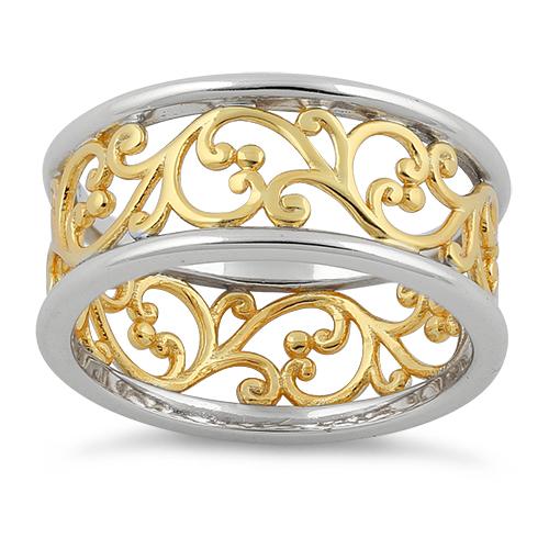 Sterling Silver Two-Tone Gold-Plated Vines Ring