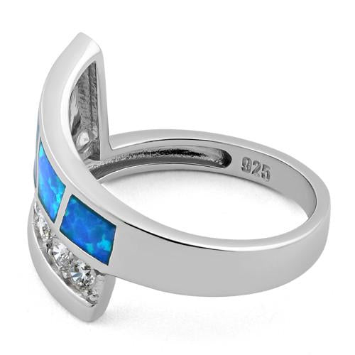 Sterling Silver Unique Lab Opal CZ Ring