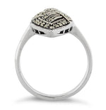 Sterling Silver Unique Marquise Marcasite Ring