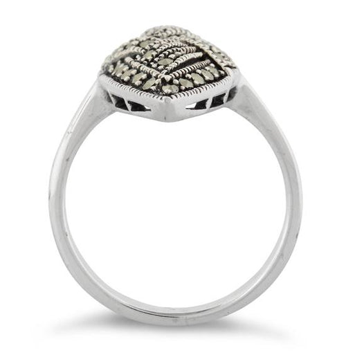 Sterling Silver Unique Marquise Marcasite Ring
