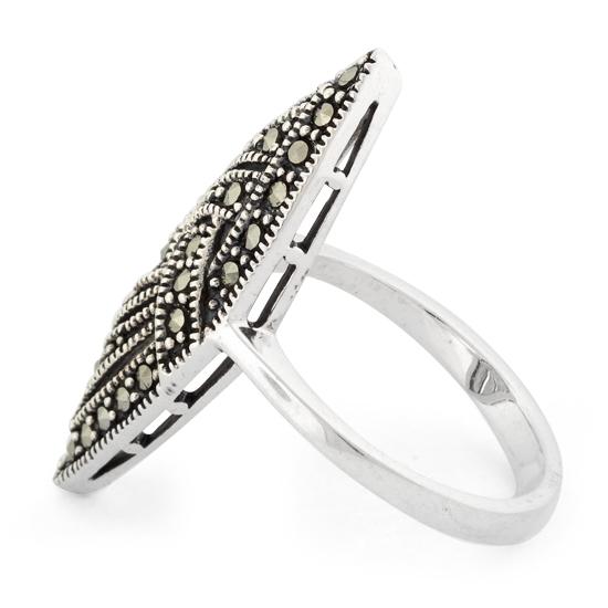 Sterling Silver Unique Marquise Marcasite Ring