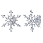 Sterling Silver Unique Snowflake Clear CZ Earrings