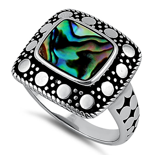 Sterling Silver Unique Square Abalone Ring